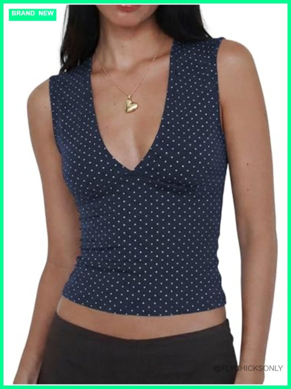 Women Deep V Neck Sleeveless Crop Top Stretchy Trendy Going Out Tank Top
